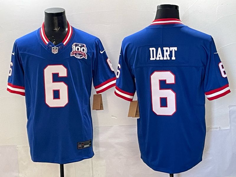 Men 2025 Nike New York Giants #6 Dart Blue 3th generation Thorwback Limited NFL Jersey 0011